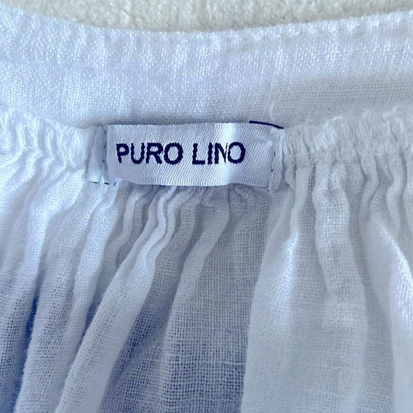Puro Lino White Peasant Blouse Dolman Sleeve Top Made in Italy CottageCore M - Picture 9 of 10